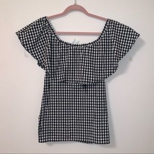Enough About Me Gingham Off the Shoulder Top